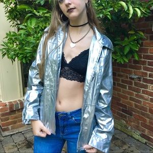 Y2K Silver Metallic Space Jacket